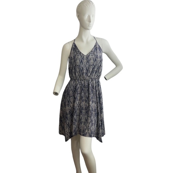 Collective CONCEPTS navy & white print halter neck fit & flare dress size small - Picture 1 of 11